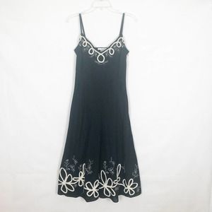 ZARA Basic Embroidered Sleeveless Black Dress Size Small